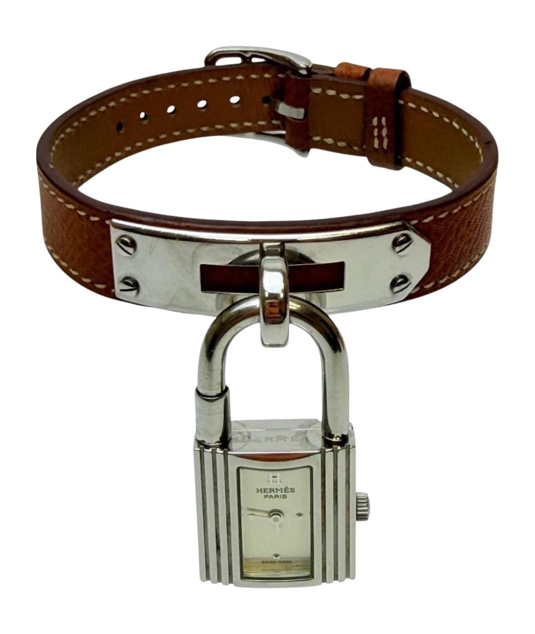 HERMES Коричневые с серебряным покрытием часы, фото 1