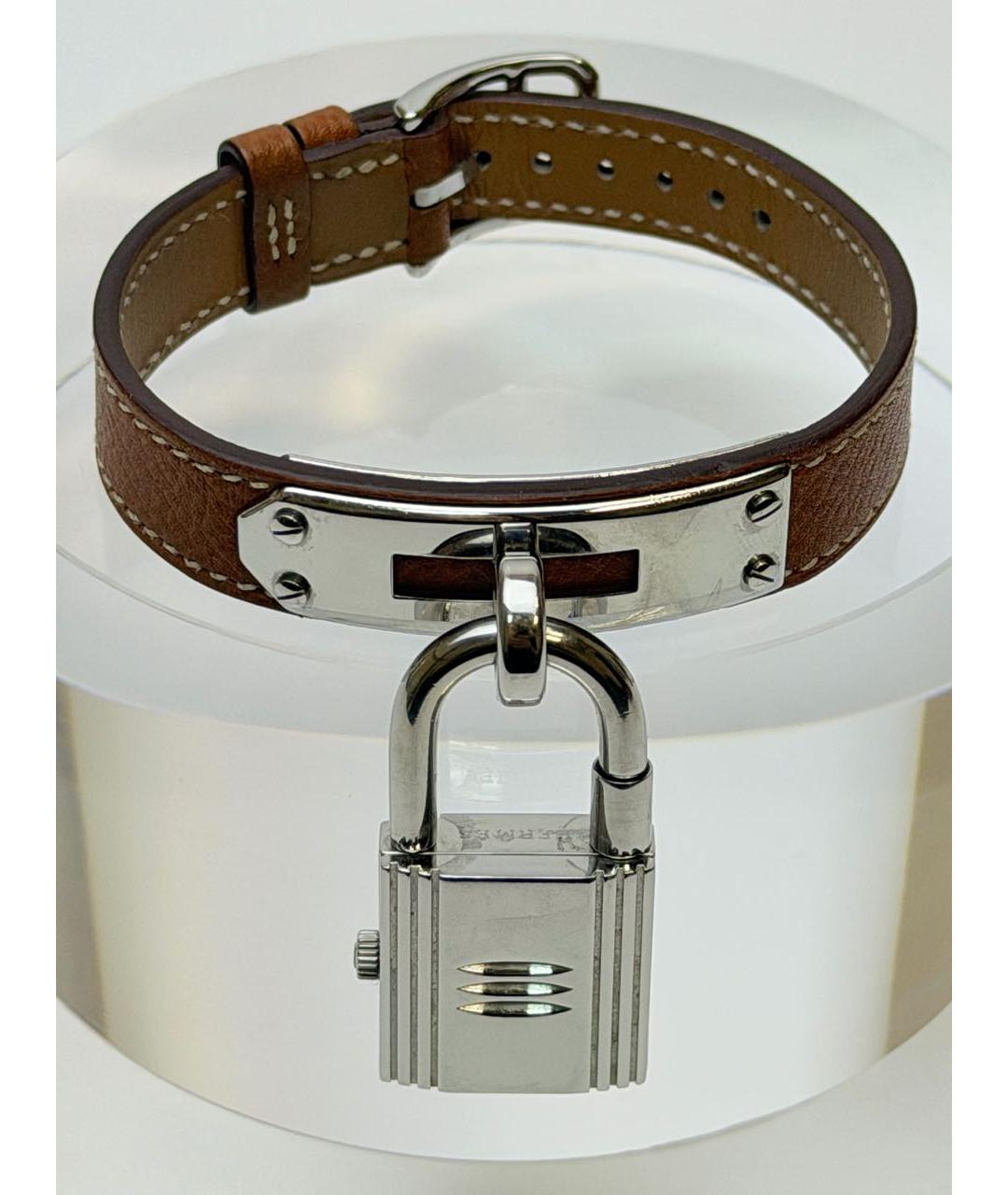 HERMES Коричневые с серебряным покрытием часы, фото 6