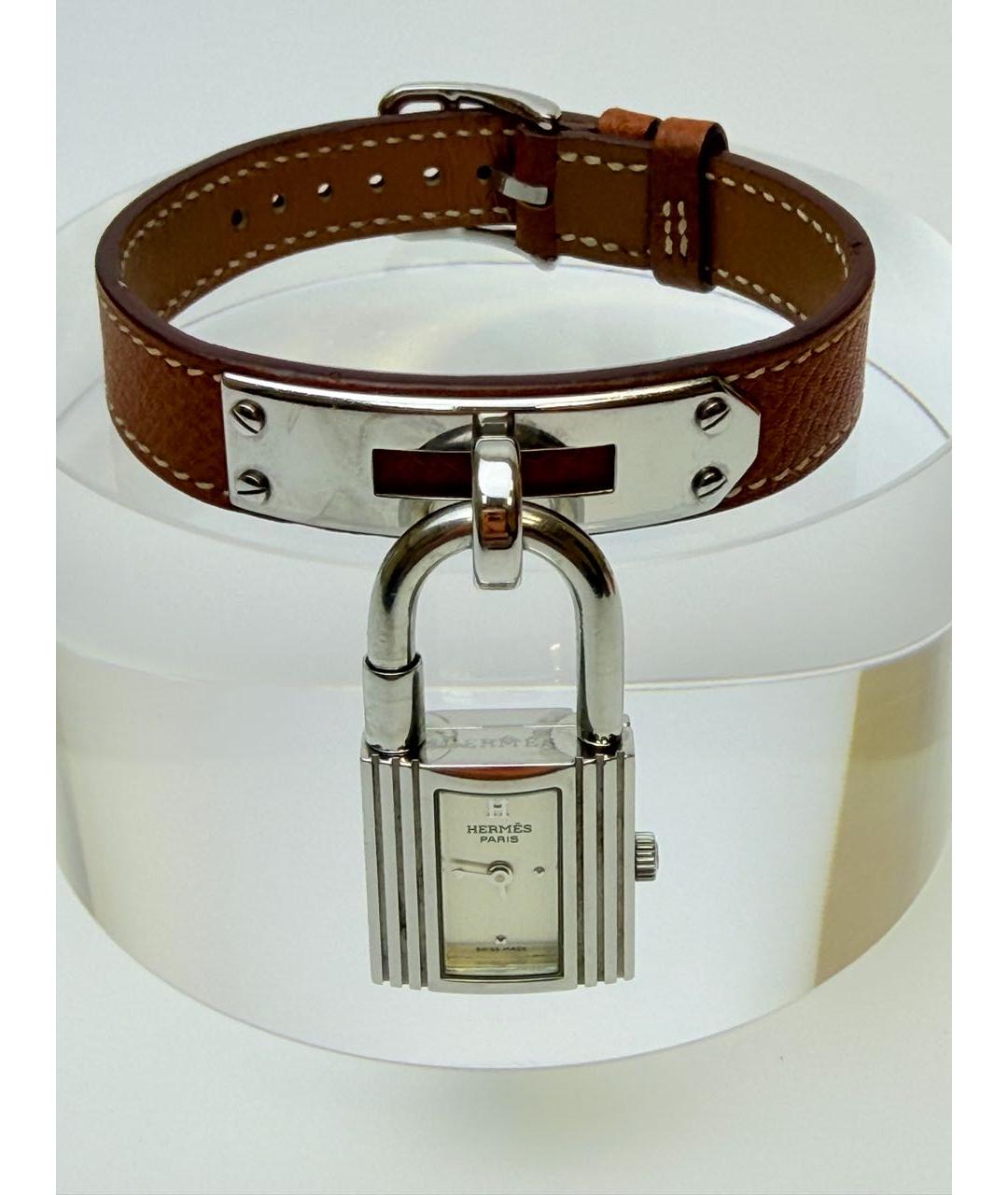 HERMES Коричневые с серебряным покрытием часы, фото 5