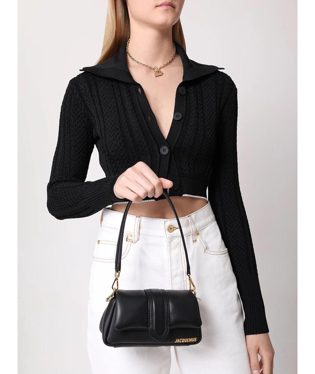 JACQUEMUS Черная кожаная сумка через плечо, фото 6