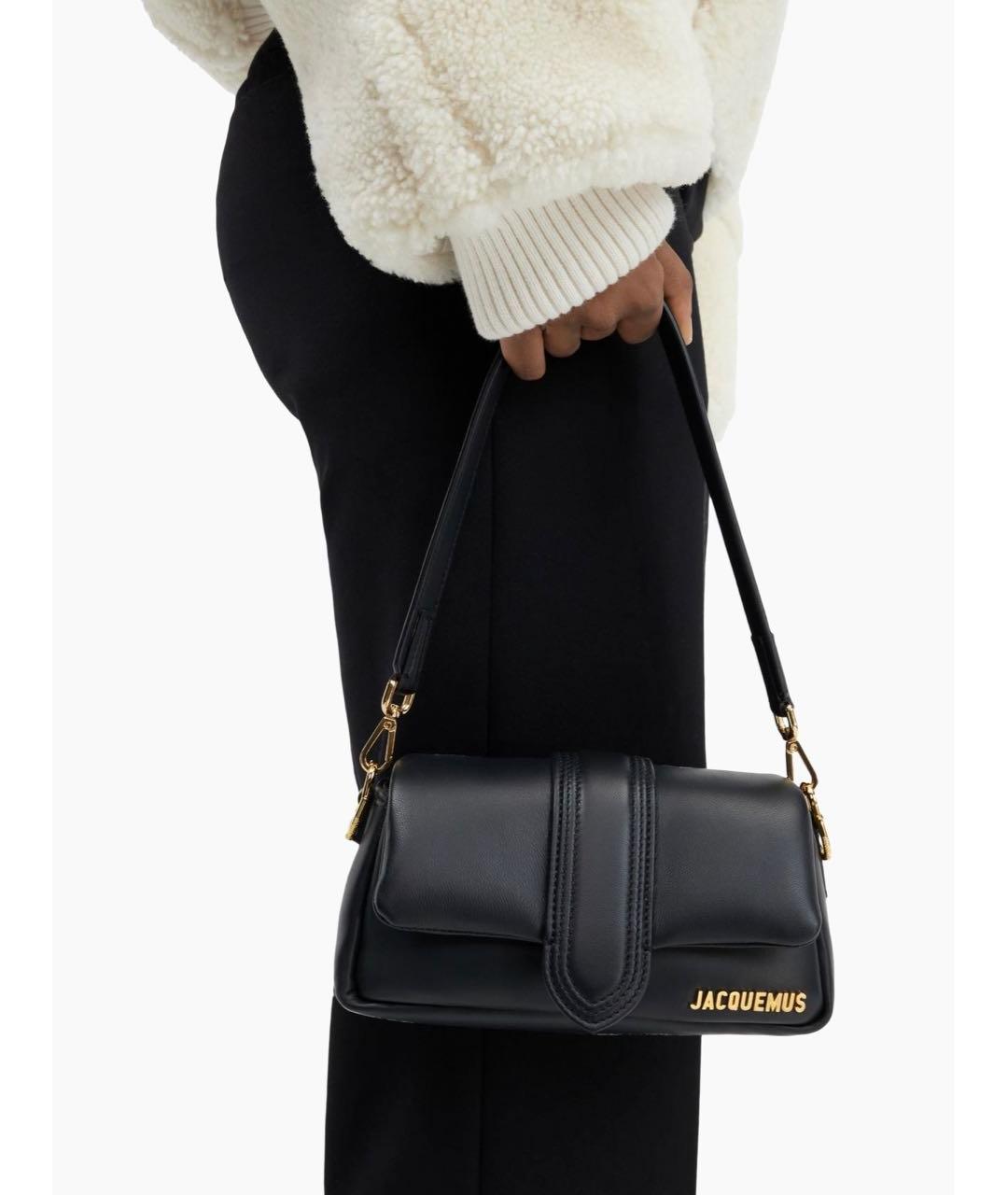 JACQUEMUS Черная кожаная сумка через плечо, фото 4