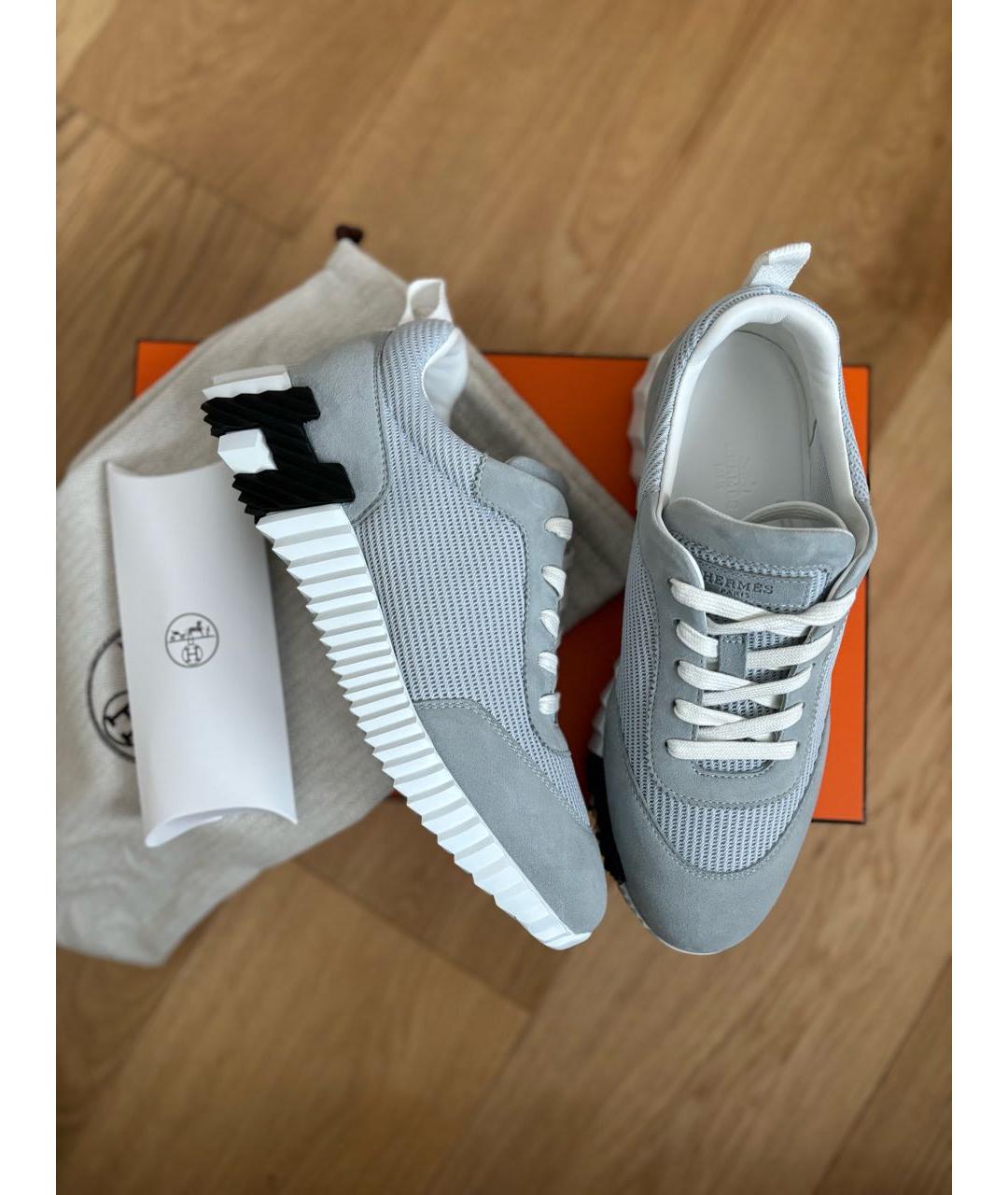 HERMES Голубые текстильные кроссовки, фото 8