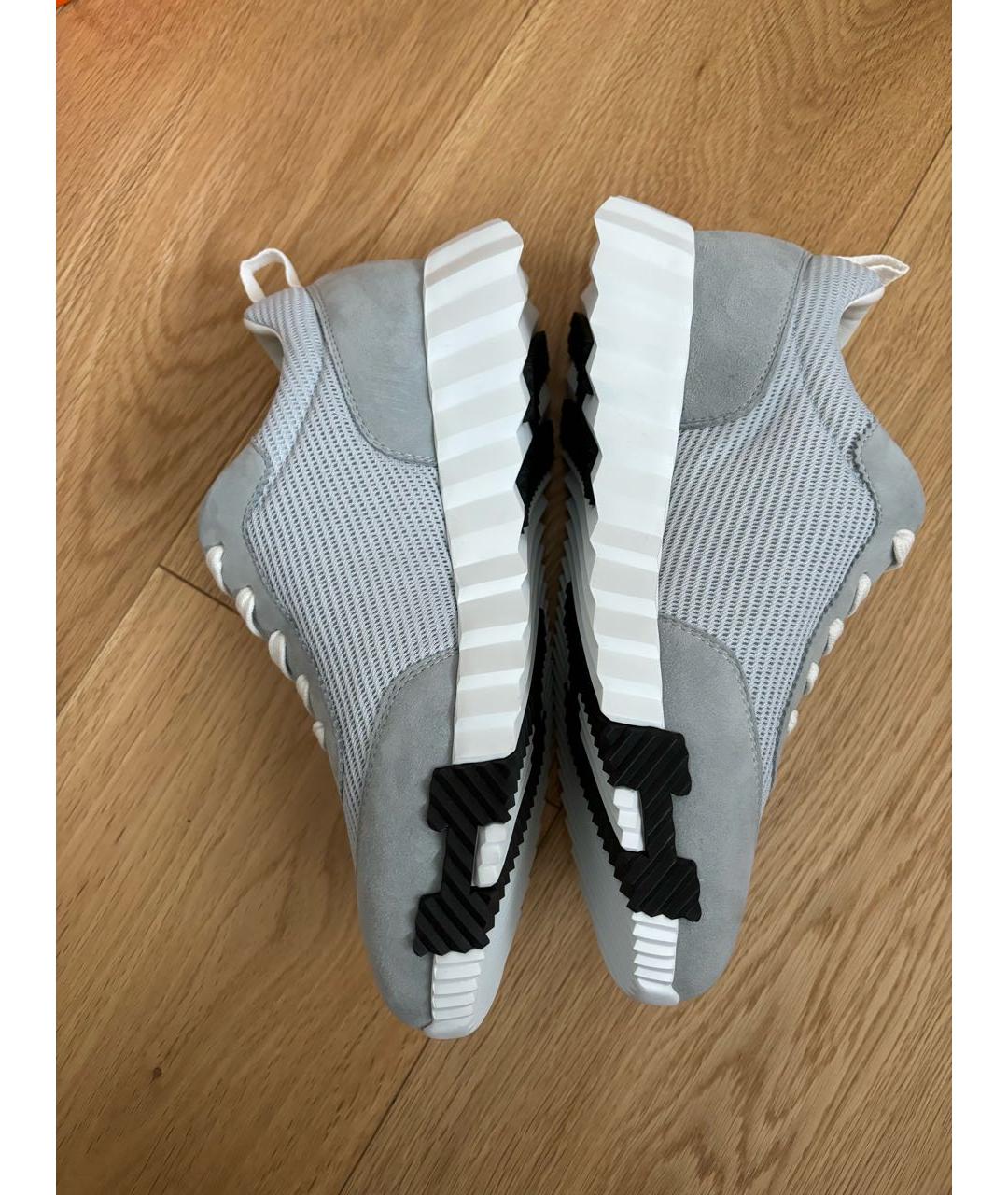 HERMES Голубые текстильные кроссовки, фото 3