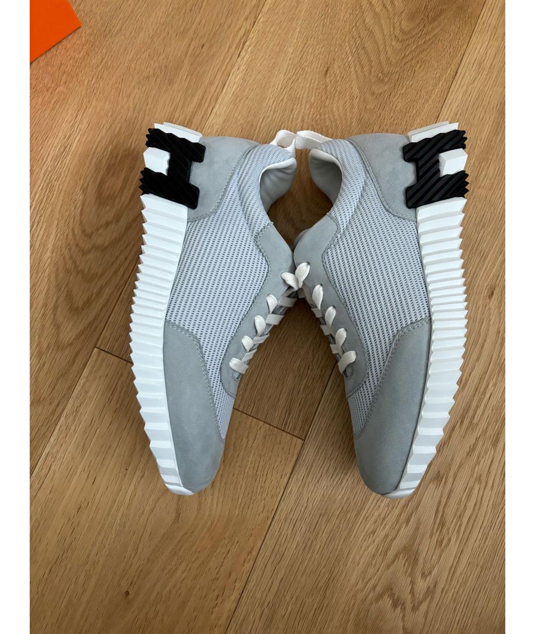 HERMES Голубые текстильные кроссовки, фото 4