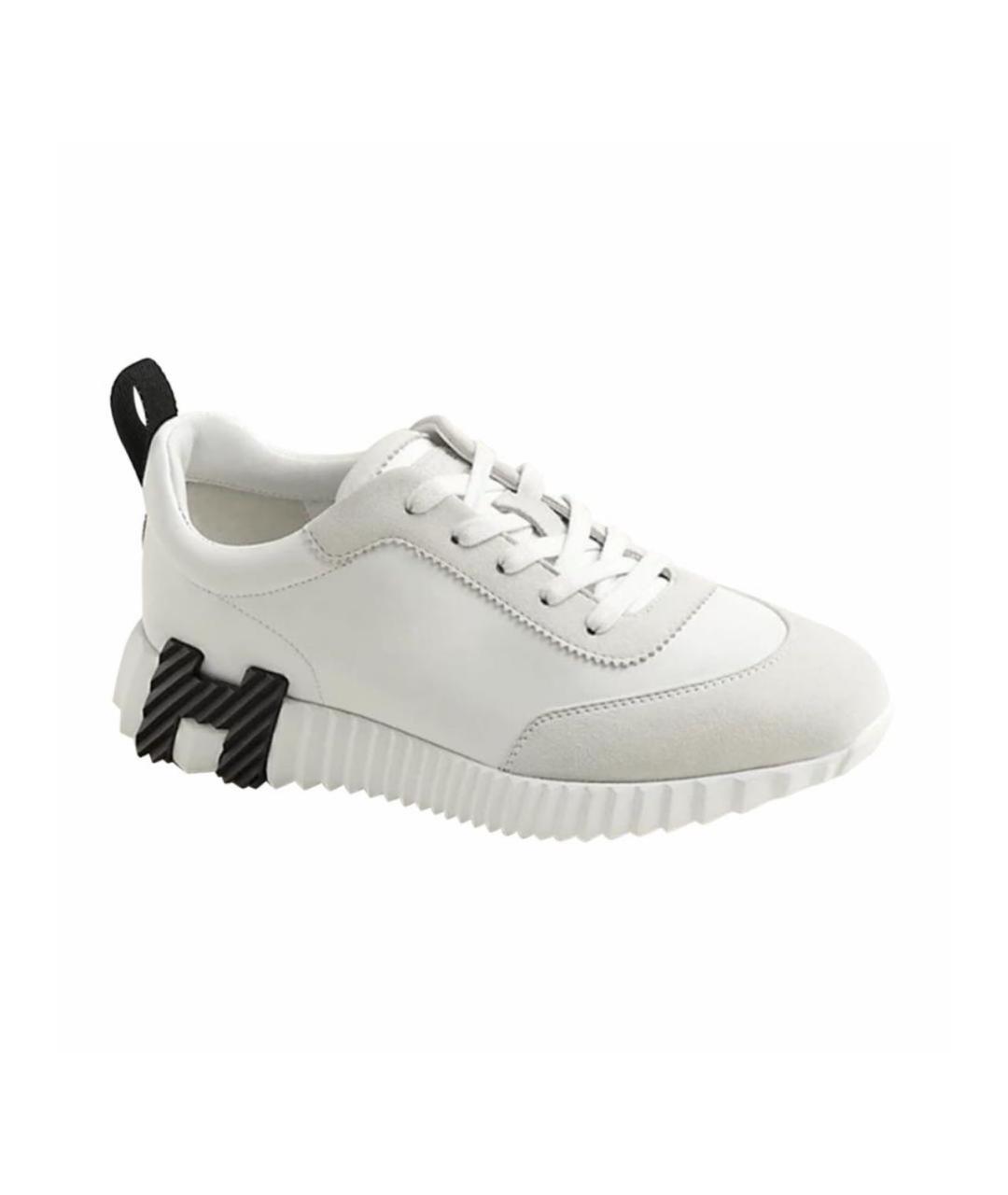 HERMES Белые кожаные кроссовки, фото 1