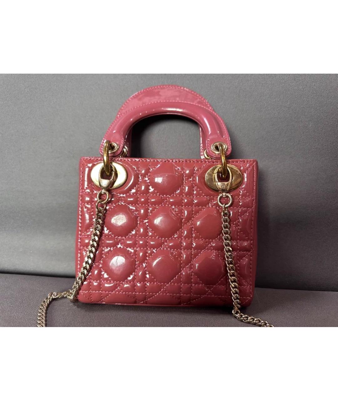 CHRISTIAN DIOR Розовая сумка с короткими ручками из лакированной кожи, фото 2