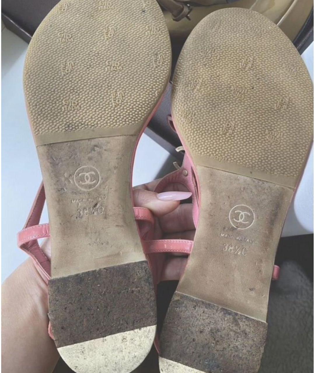 CHANEL Розовые сандалии из лакированной кожи, фото 4