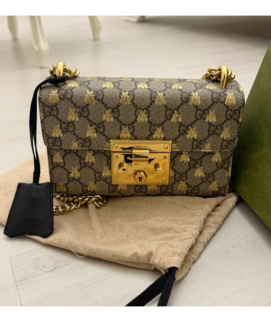 GUCCI Коричневая кожаная сумка через плечо, фото 5