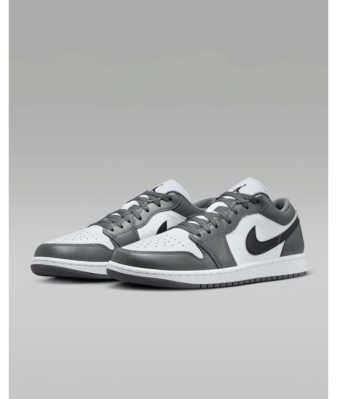 JORDAN Антрацитовые кожаные низкие кроссовки / кеды, фото 2