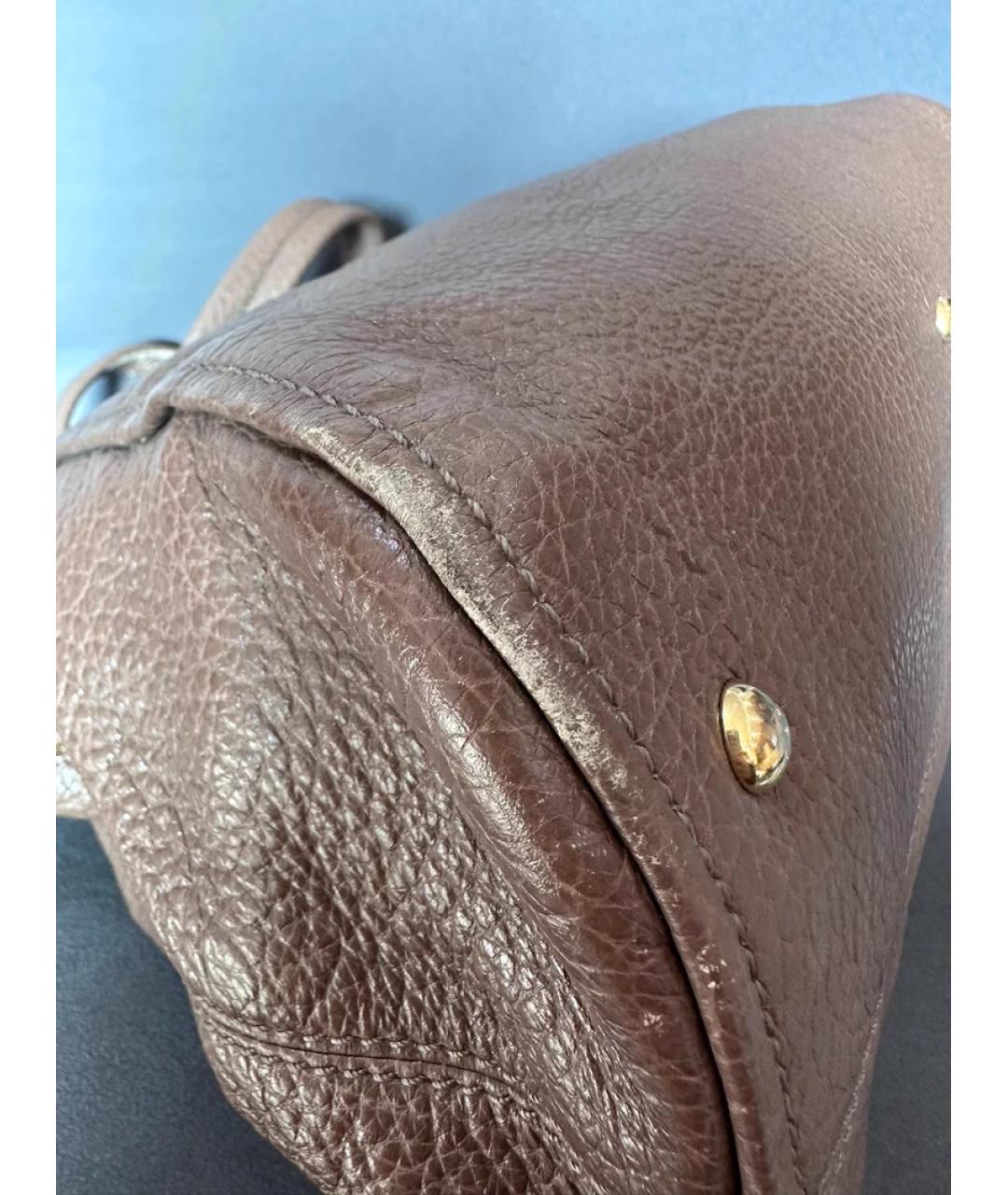 FENDI Коричневая кожаная сумка с короткими ручками, фото 5
