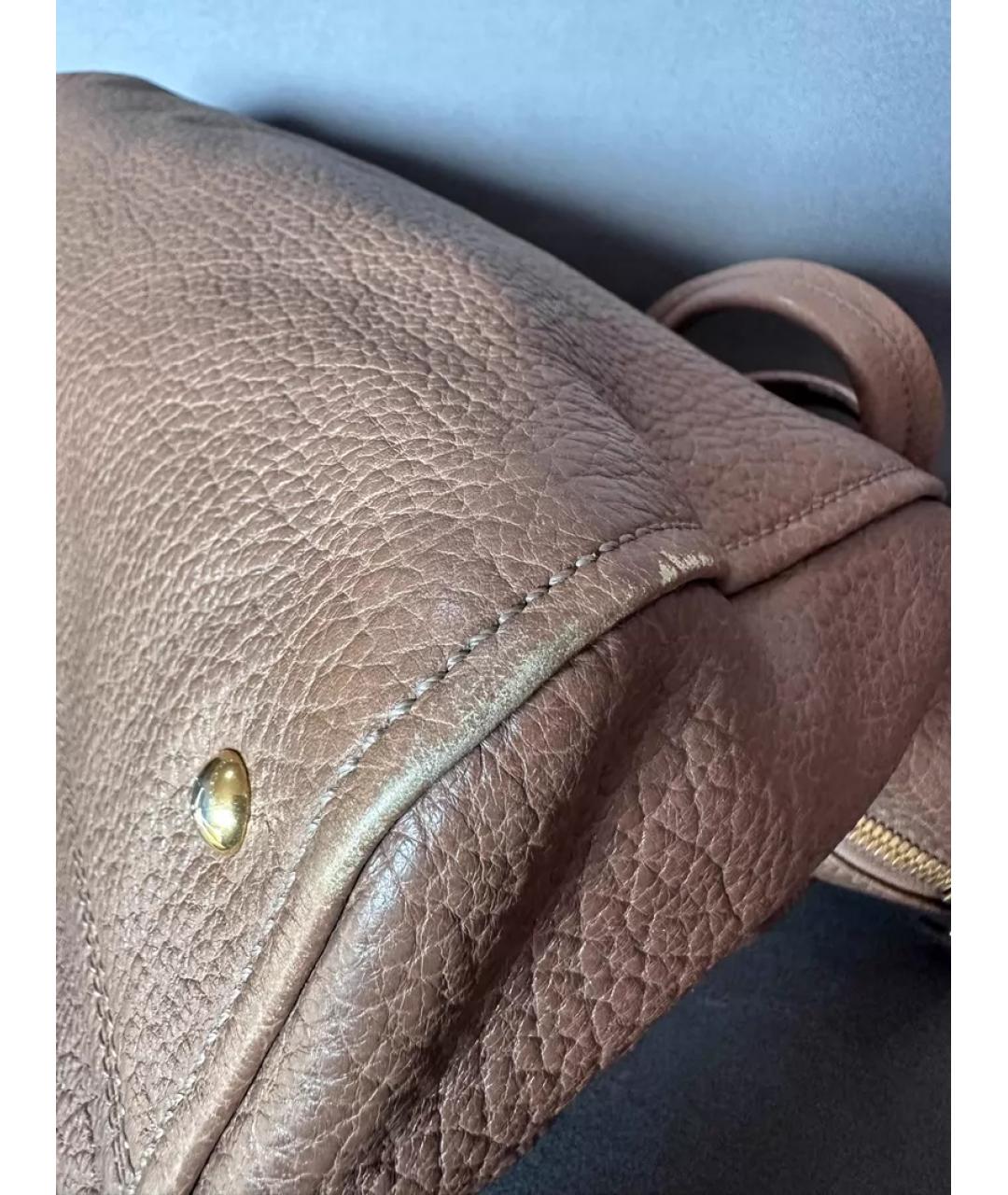 FENDI Коричневая кожаная сумка с короткими ручками, фото 4