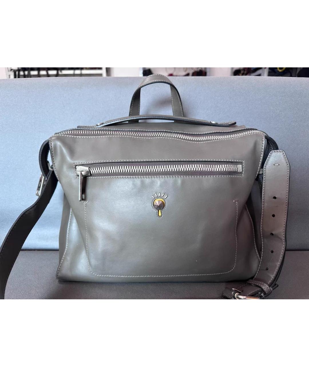 FENDI Серая кожаная сумка с короткими ручками, фото 10