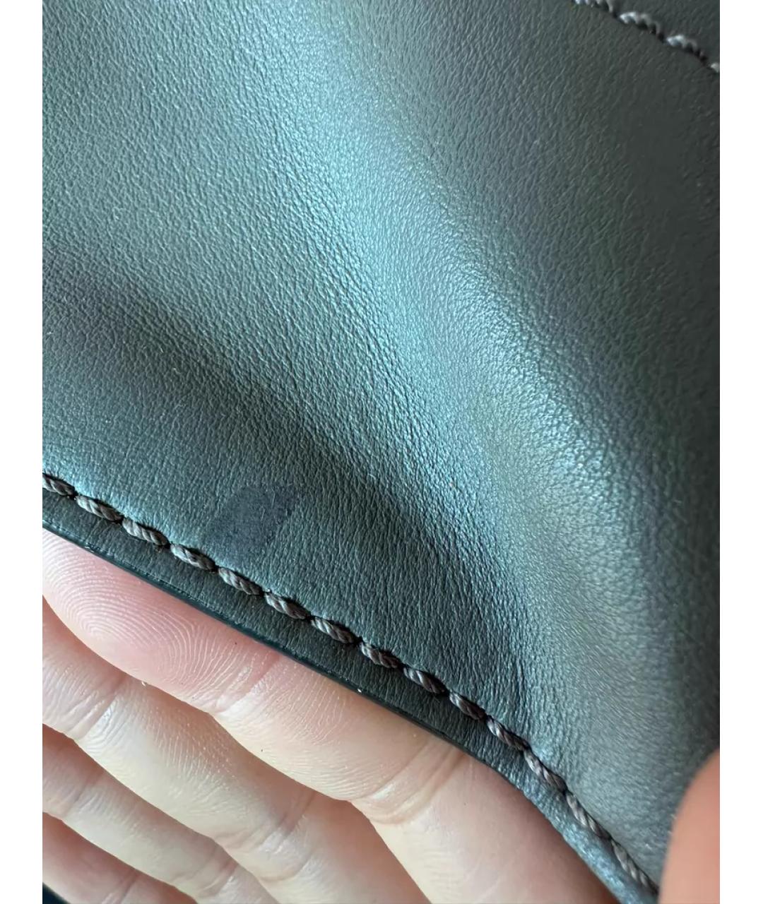 FENDI Серая кожаная сумка с короткими ручками, фото 5