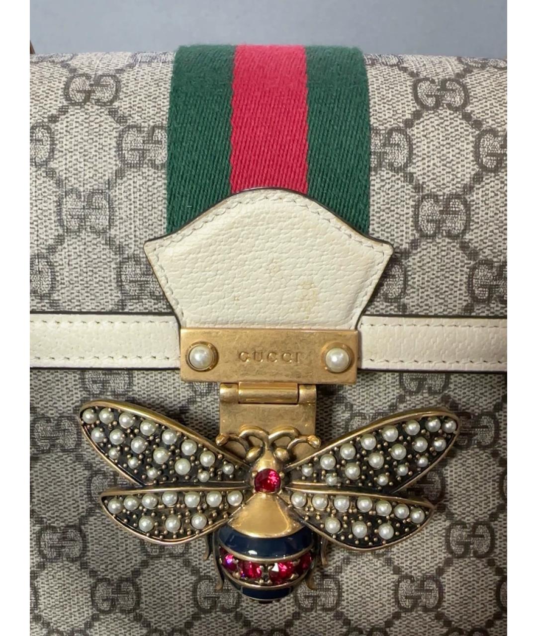 GUCCI Бежевая жаккардовая сумка с короткими ручками, фото 6