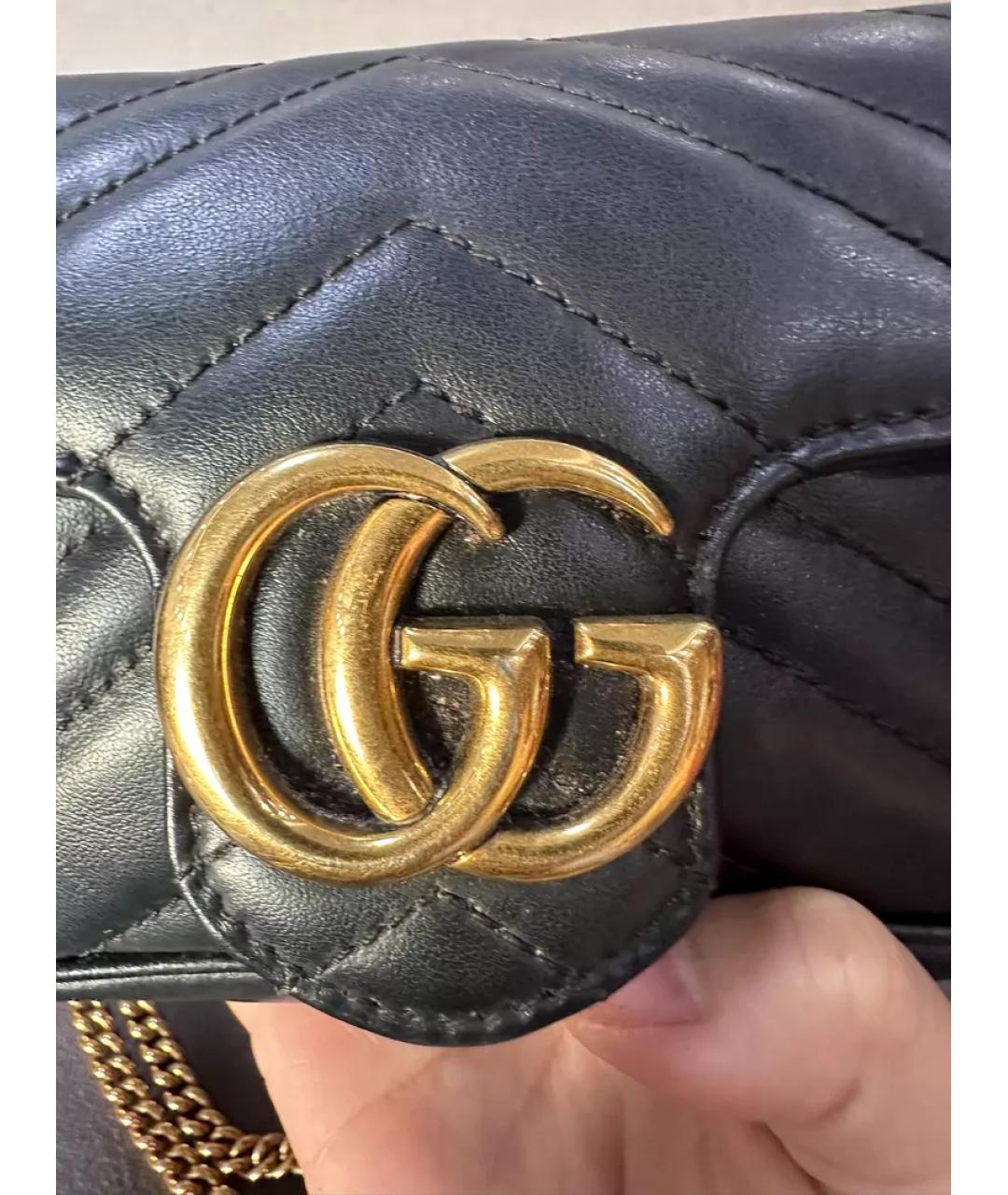 GUCCI Черная кожаная сумка с короткими ручками, фото 5