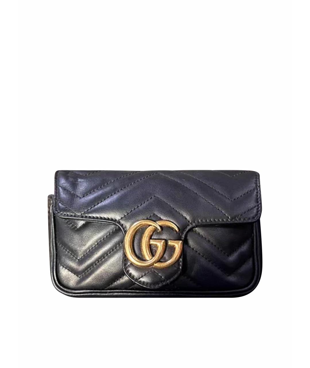 GUCCI Черная кожаная сумка с короткими ручками, фото 1