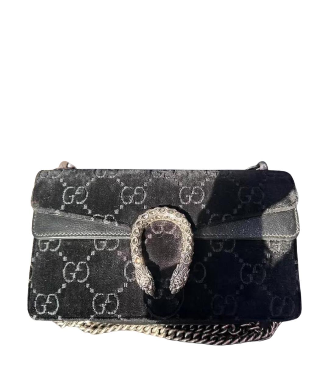 GUCCI Черная бархатная сумка через плечо, фото 1