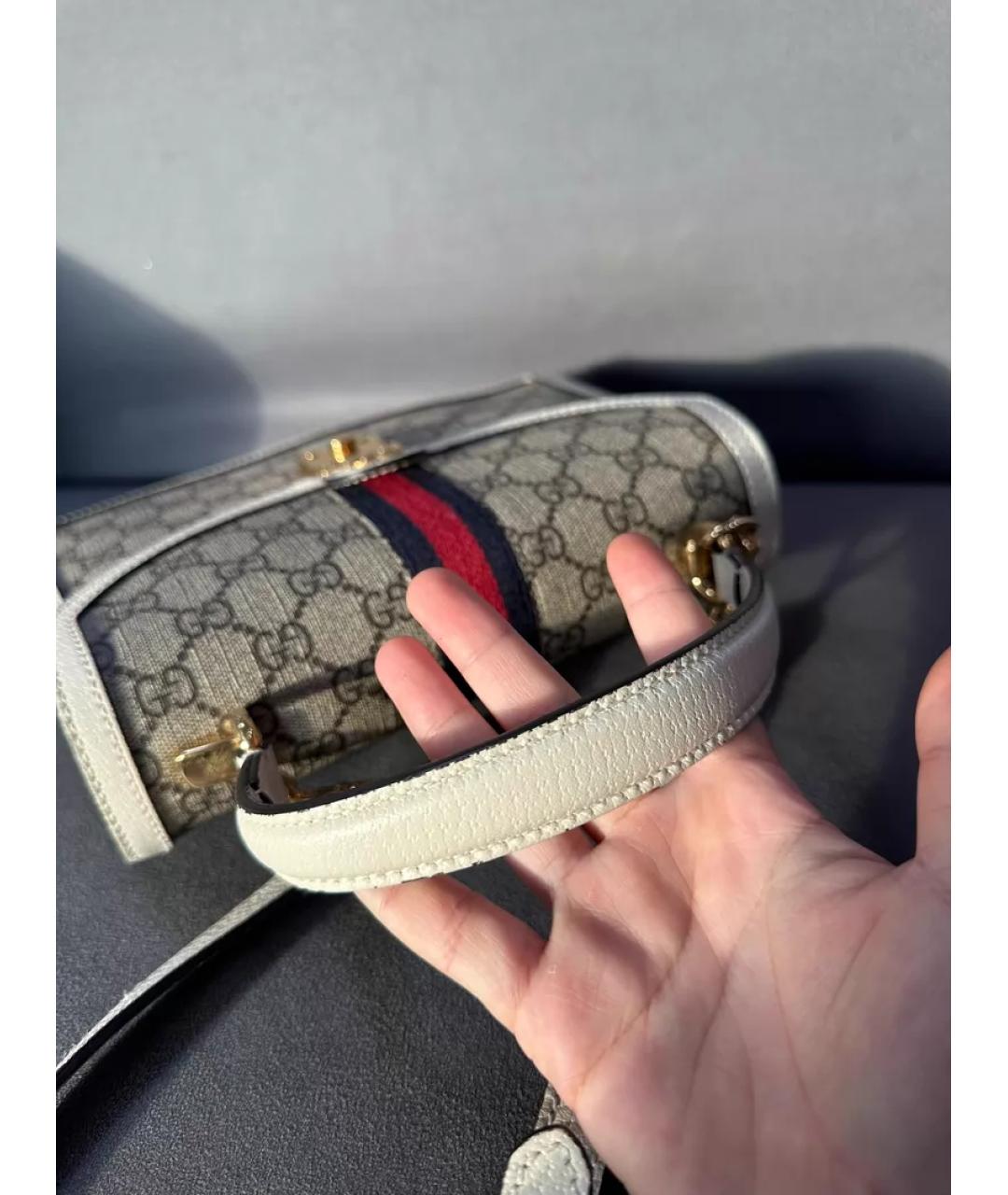 GUCCI Серая жаккардовая сумка с короткими ручками, фото 7