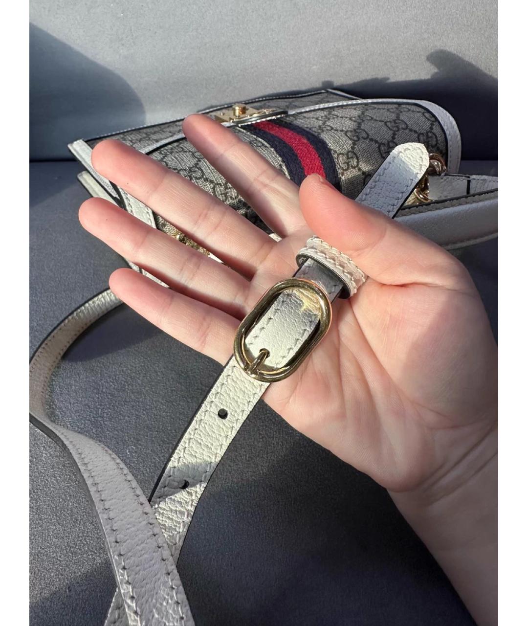 GUCCI Серая жаккардовая сумка с короткими ручками, фото 8