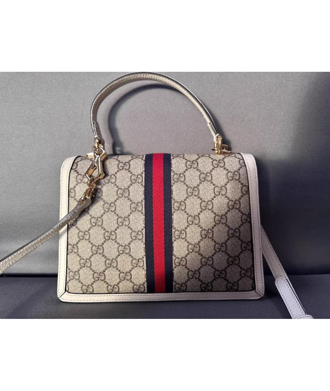 GUCCI Серая жаккардовая сумка с короткими ручками, фото 2