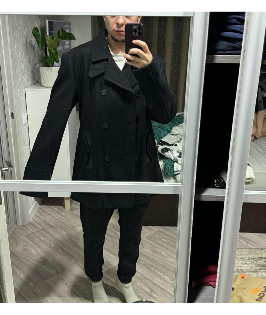 VERSACE COLLECTION Черное шерстяное пальто, фото 8