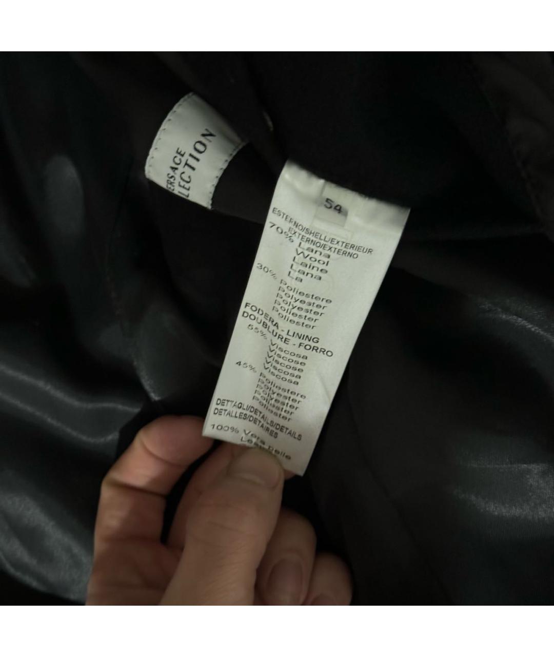 VERSACE COLLECTION Черное шерстяное пальто, фото 6
