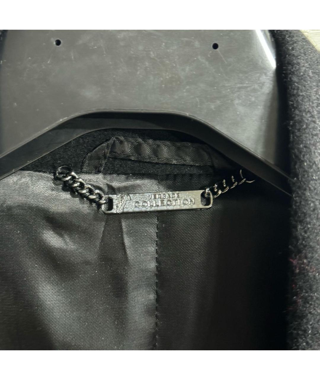 VERSACE COLLECTION Черное шерстяное пальто, фото 3