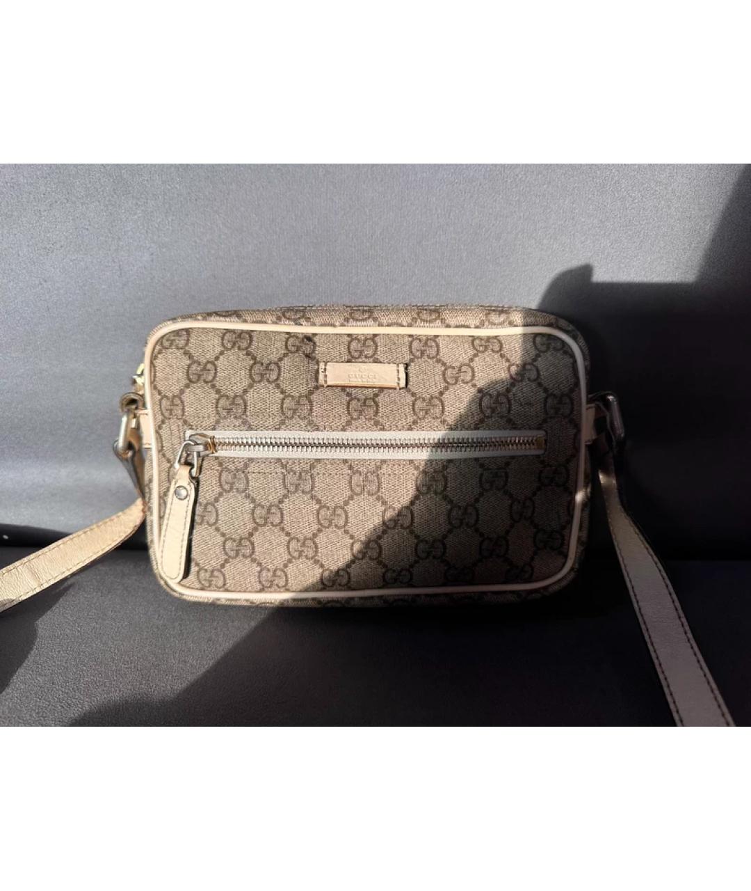 GUCCI Бежевая тканевая сумка с короткими ручками, фото 10