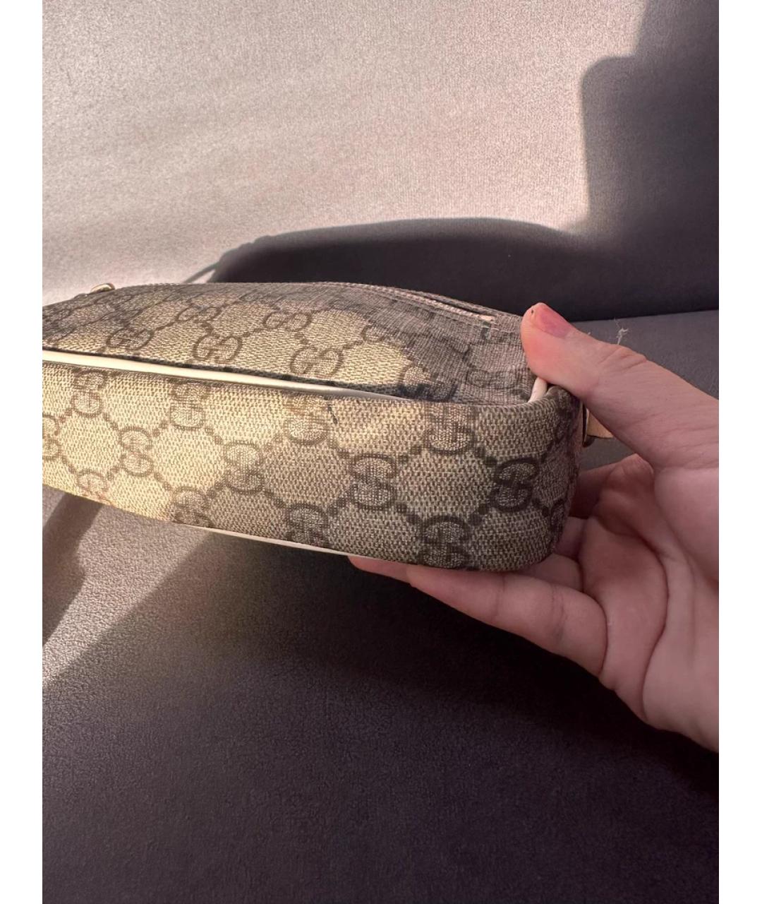 GUCCI Бежевая тканевая сумка с короткими ручками, фото 3