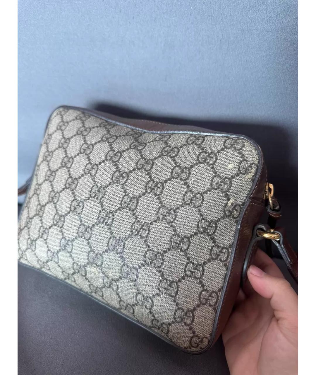 GUCCI Бежевая тканевая сумка с короткими ручками, фото 3