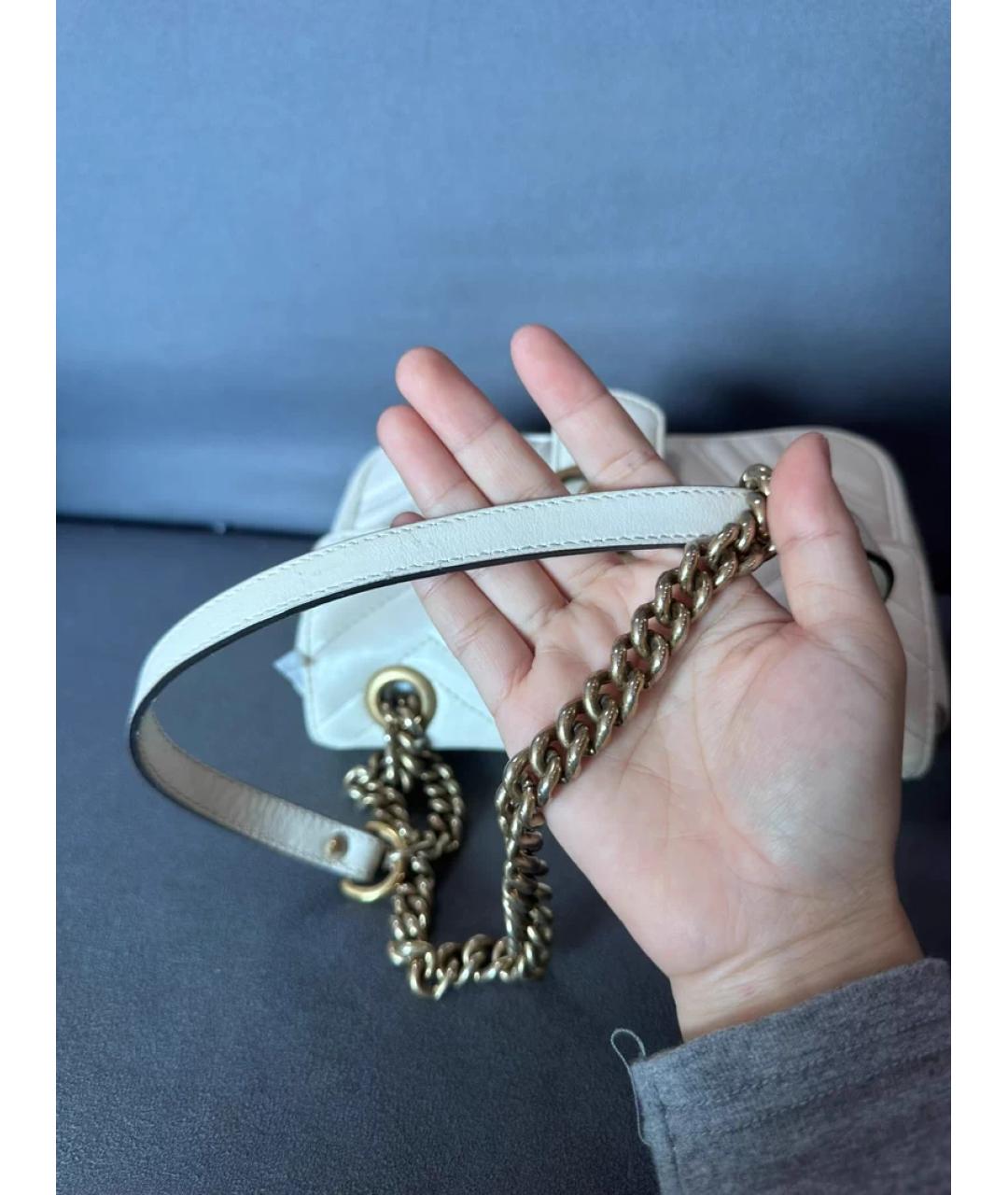 GUCCI Белая кожаная сумка через плечо, фото 8