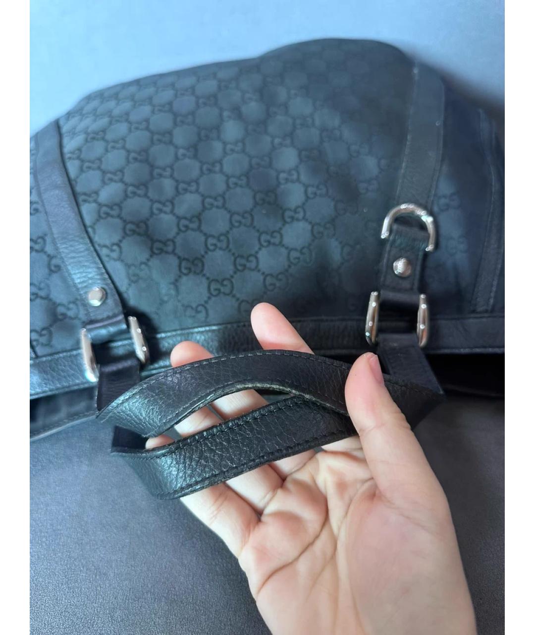 GUCCI Черная тканевая сумка с короткими ручками, фото 4