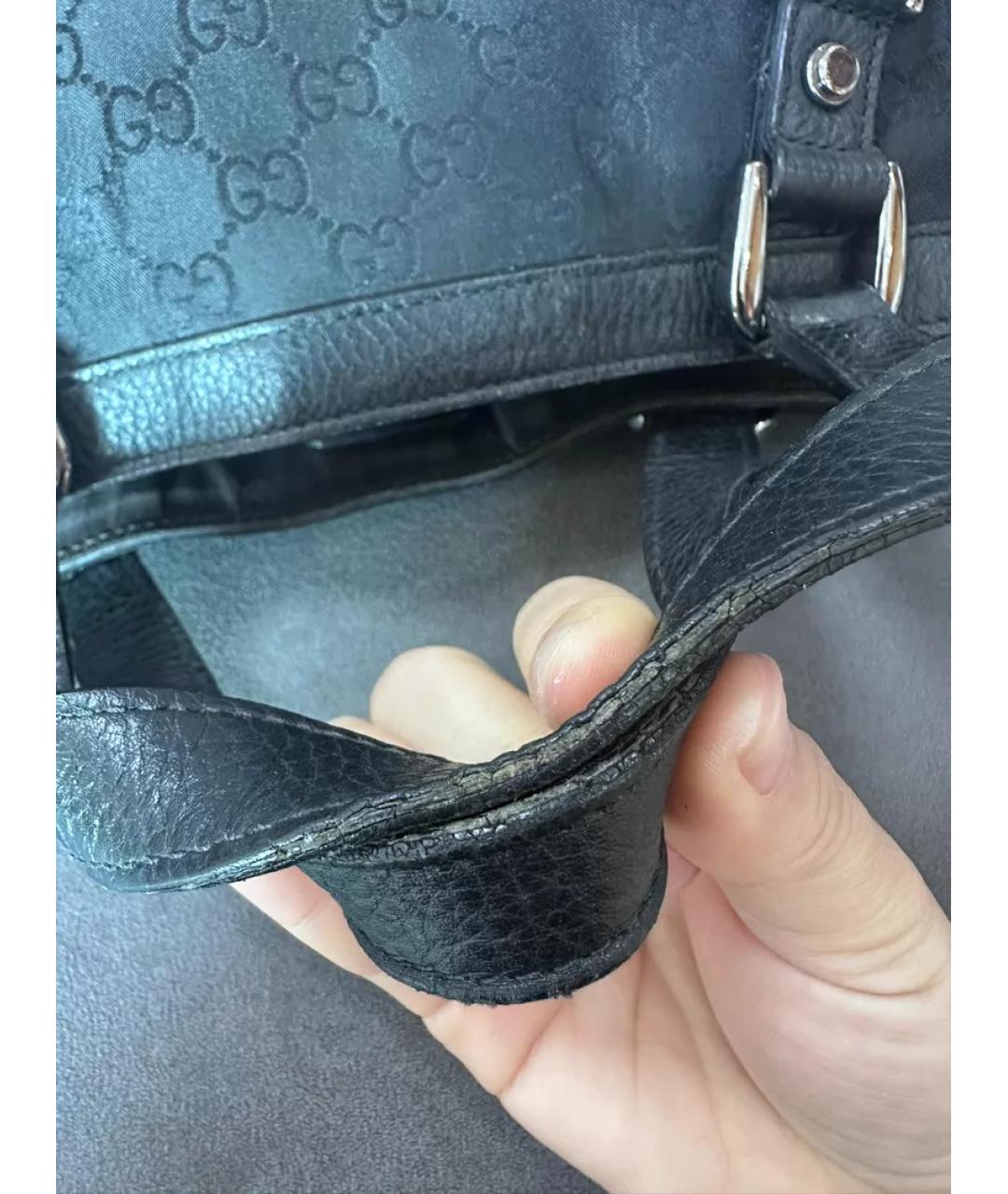 GUCCI Черная тканевая сумка с короткими ручками, фото 5