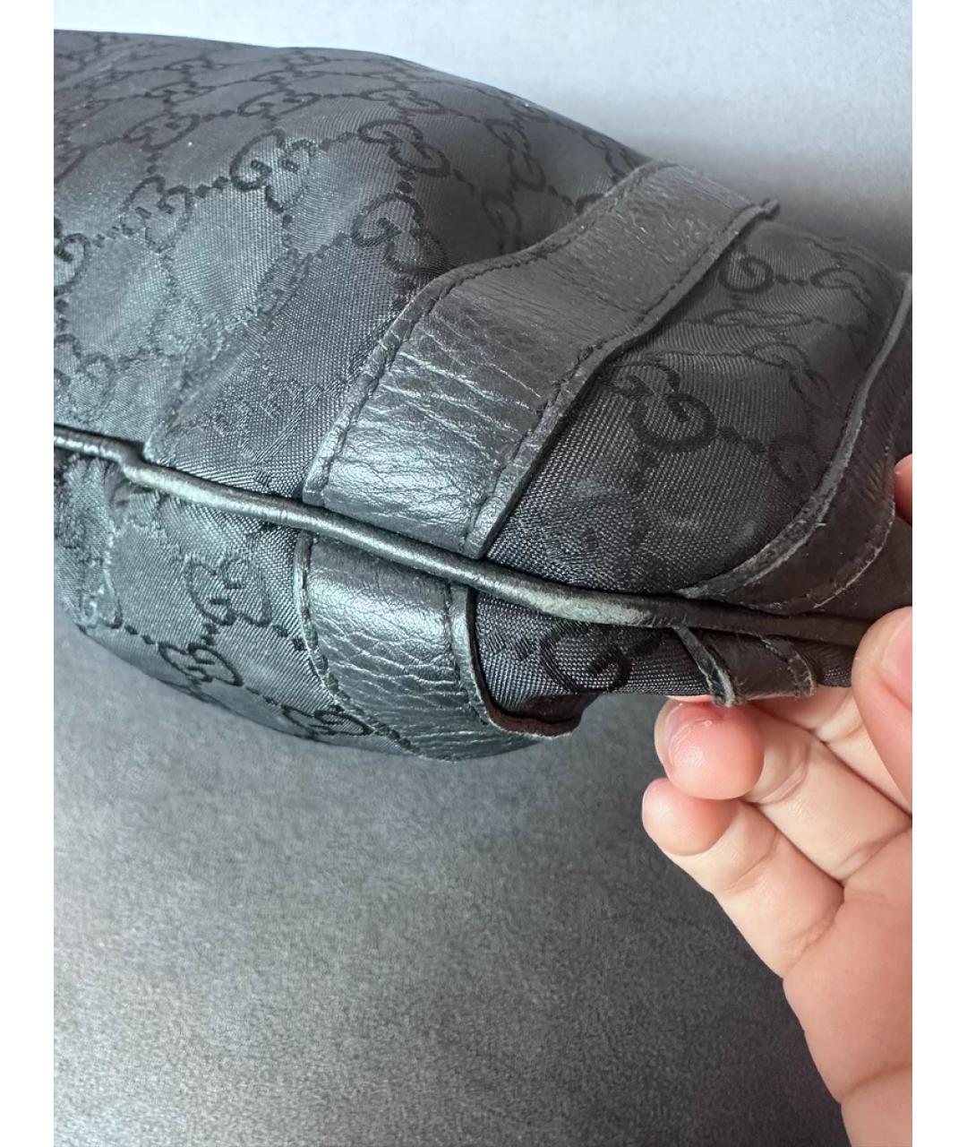 GUCCI Черная тканевая сумка с короткими ручками, фото 2