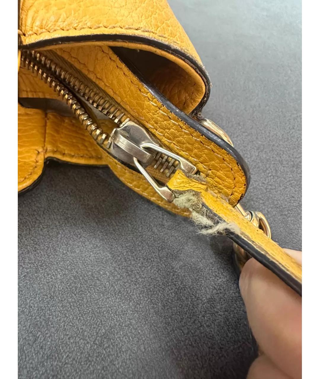 GUCCI Желтая кожаная сумка с короткими ручками, фото 8