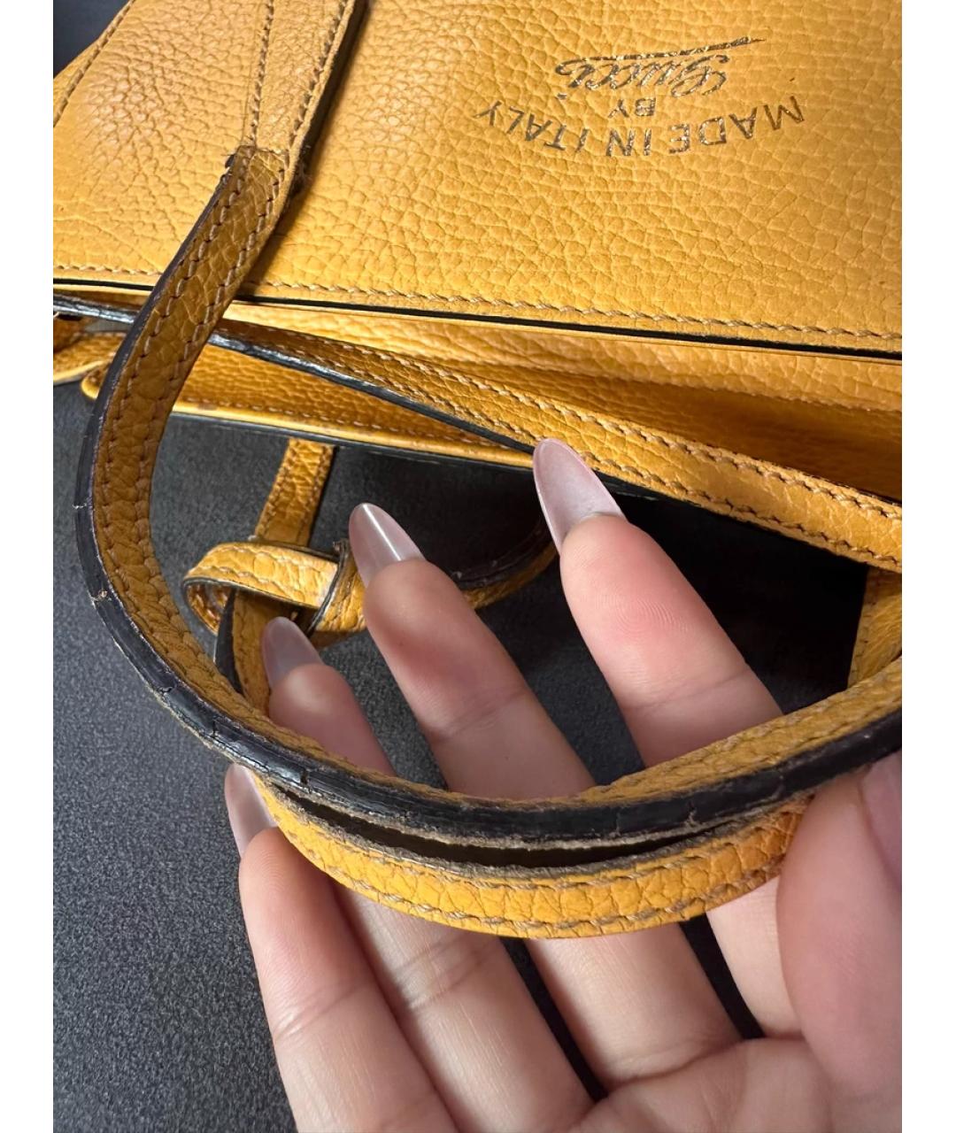 GUCCI Желтая кожаная сумка с короткими ручками, фото 6