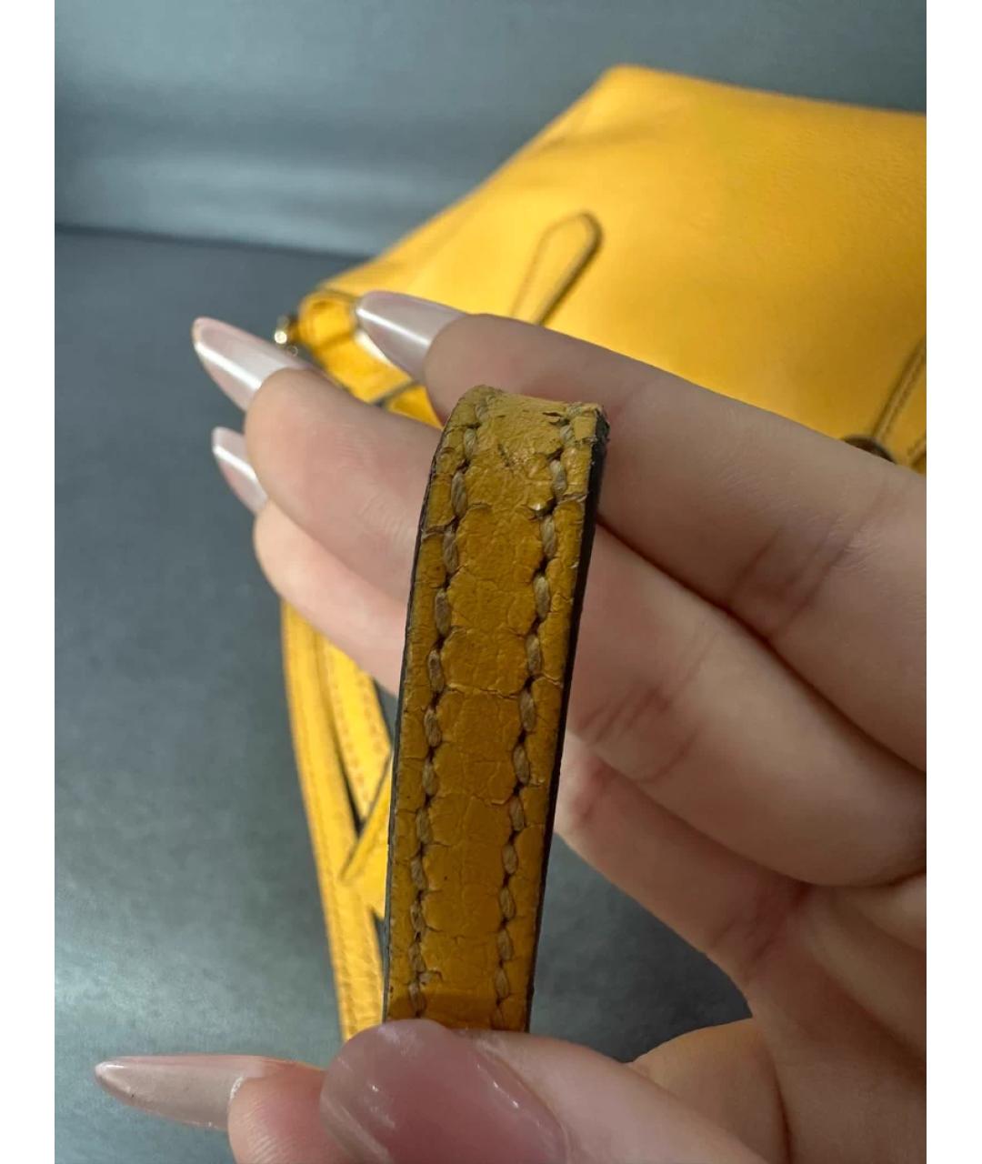 GUCCI Желтая кожаная сумка с короткими ручками, фото 7