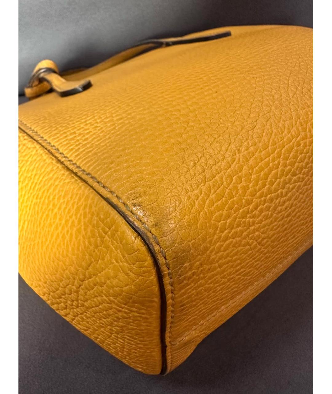 GUCCI Желтая кожаная сумка с короткими ручками, фото 3