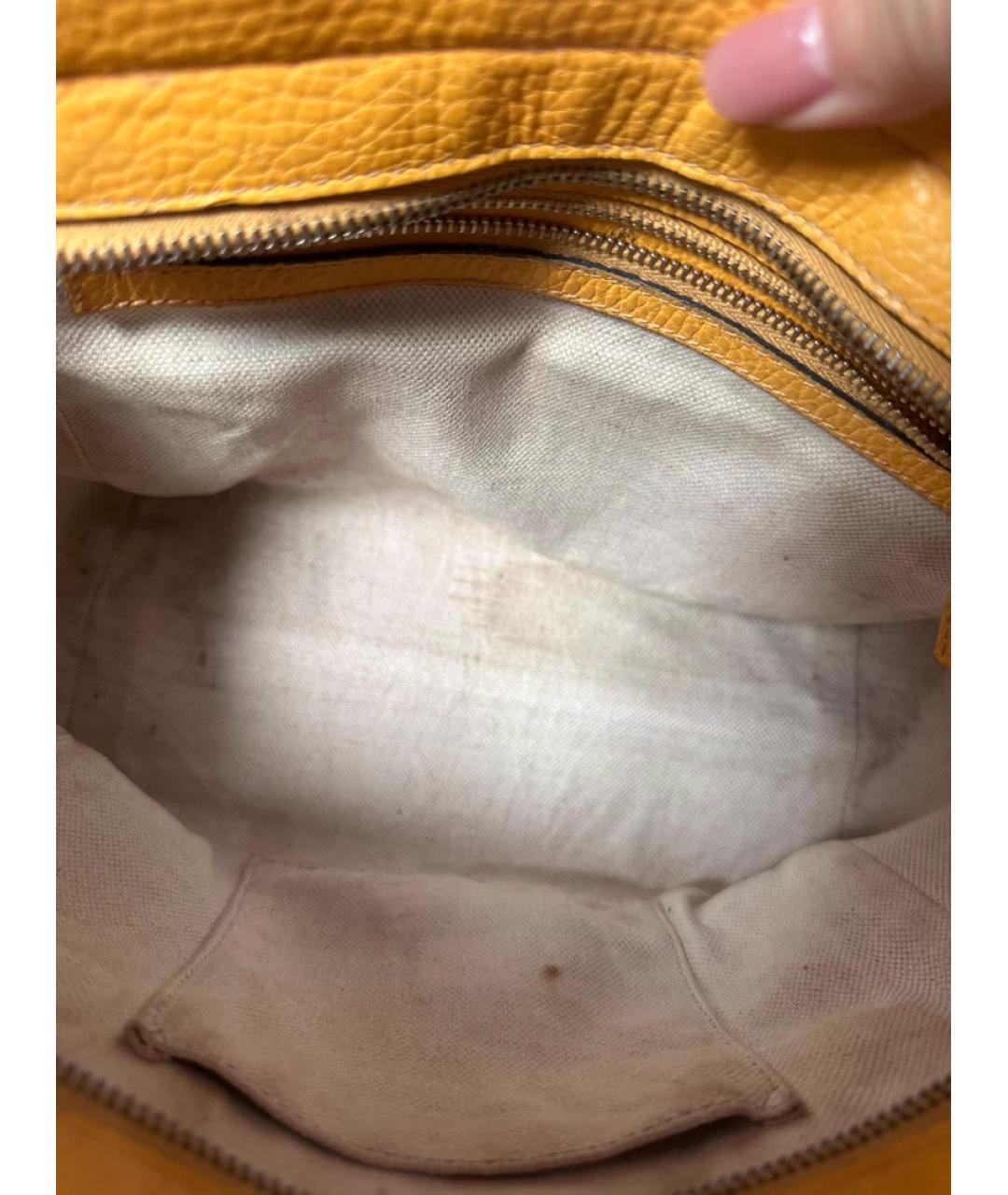 GUCCI Желтая кожаная сумка с короткими ручками, фото 9