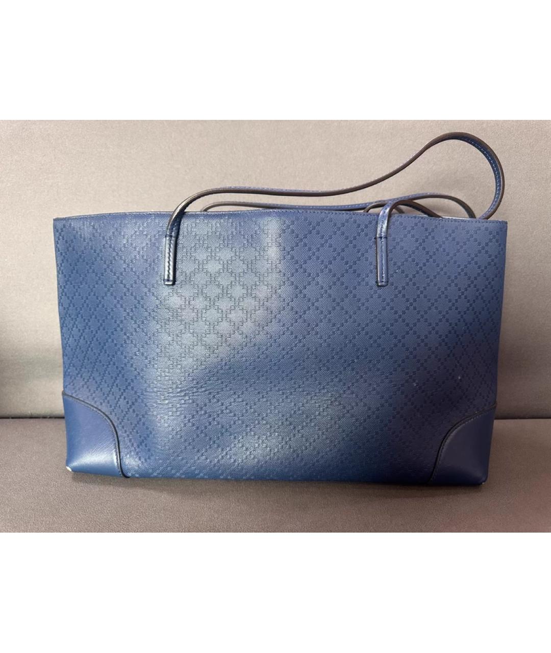 GUCCI Синяя кожаная сумка с короткими ручками, фото 2