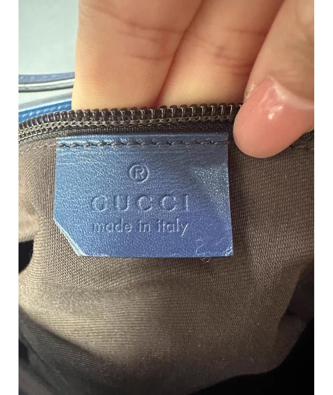 GUCCI Синяя кожаная сумка с короткими ручками, фото 6