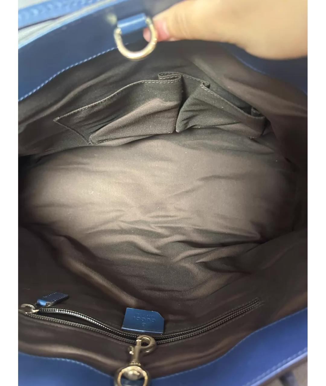 GUCCI Синяя кожаная сумка с короткими ручками, фото 8