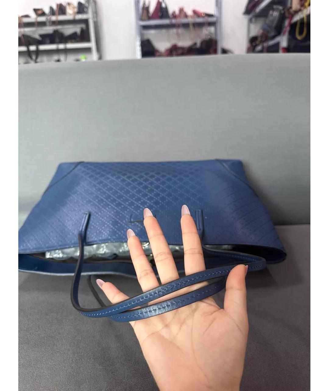 GUCCI Синяя кожаная сумка с короткими ручками, фото 5