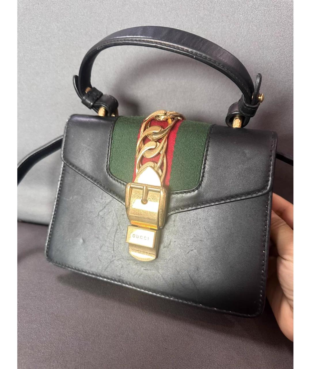 GUCCI Черная кожаная сумка через плечо, фото 2