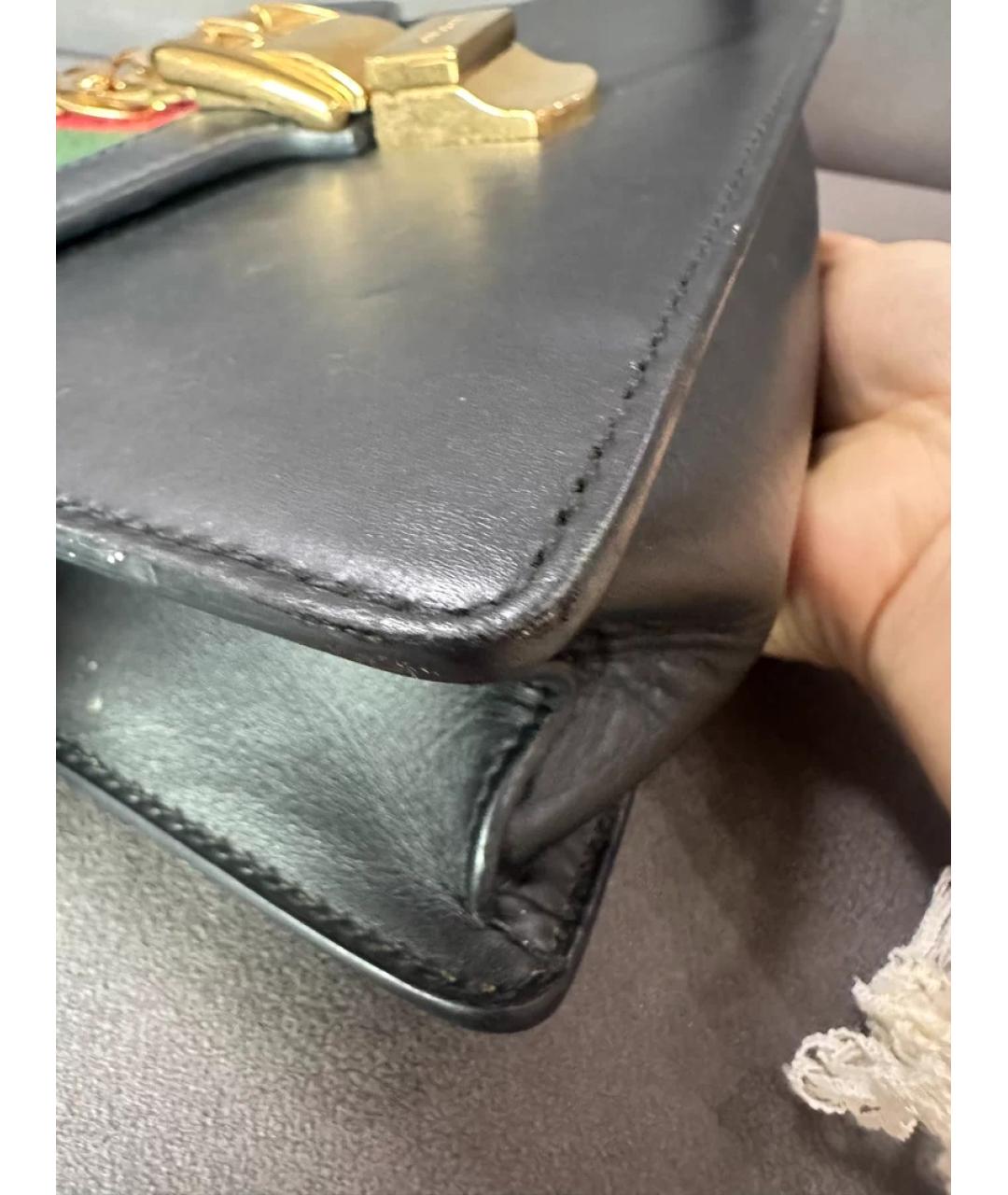 GUCCI Черная кожаная сумка через плечо, фото 4