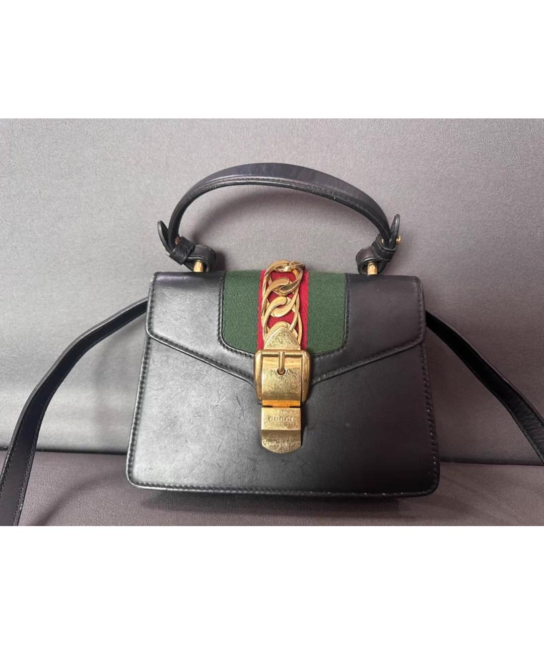 GUCCI Черная кожаная сумка через плечо, фото 10