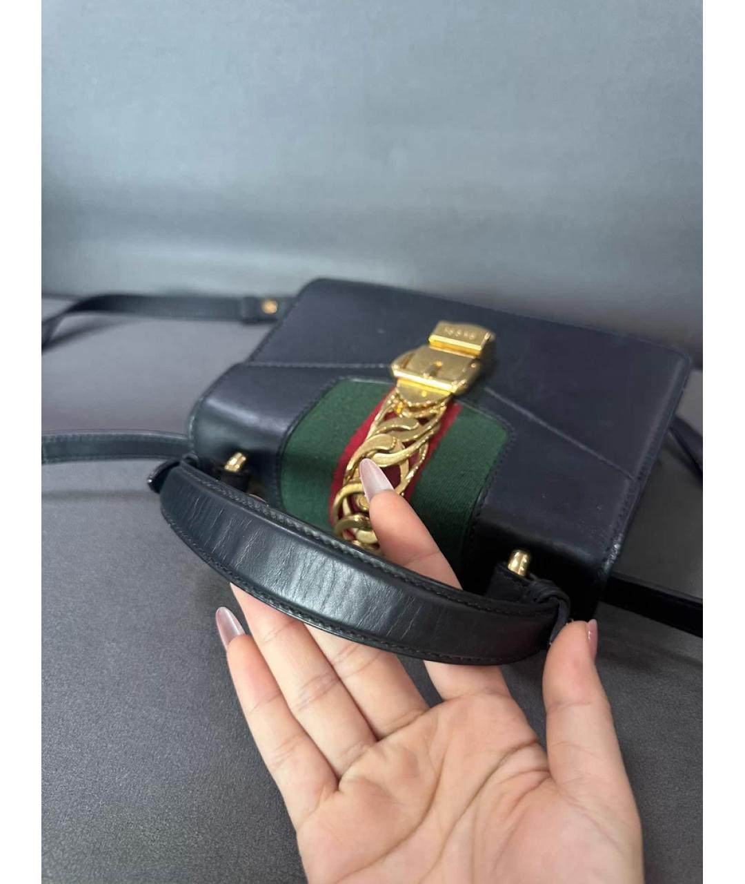 GUCCI Черная кожаная сумка через плечо, фото 5