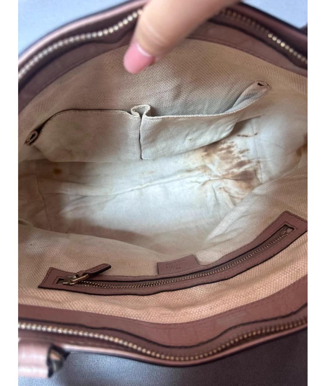 GUCCI Бежевая кожаная сумка с короткими ручками, фото 9