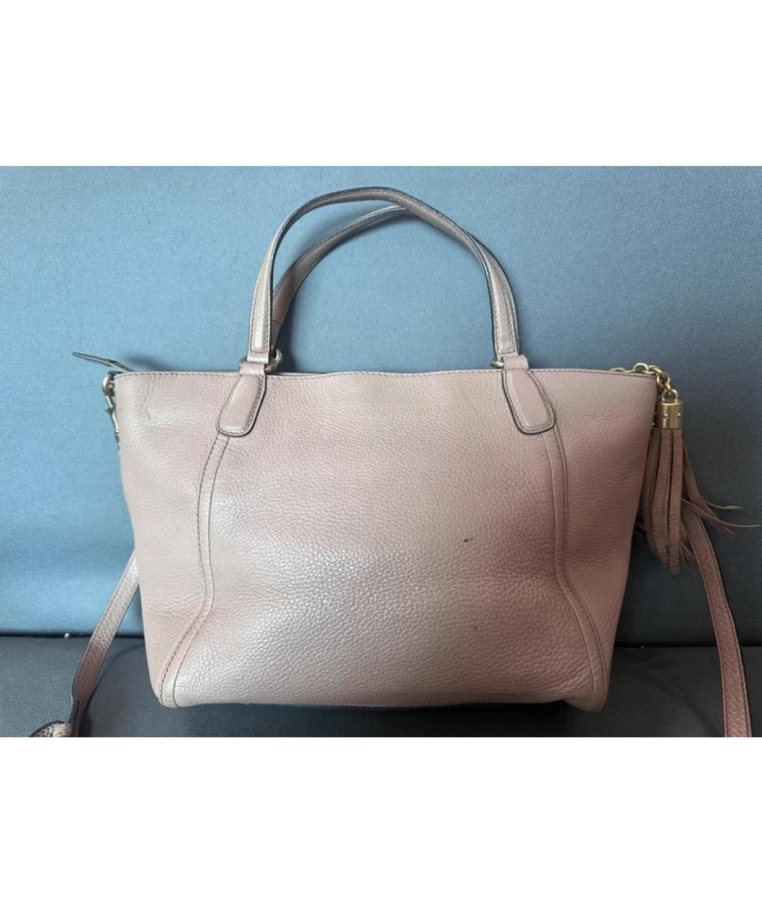 GUCCI Бежевая кожаная сумка с короткими ручками, фото 2