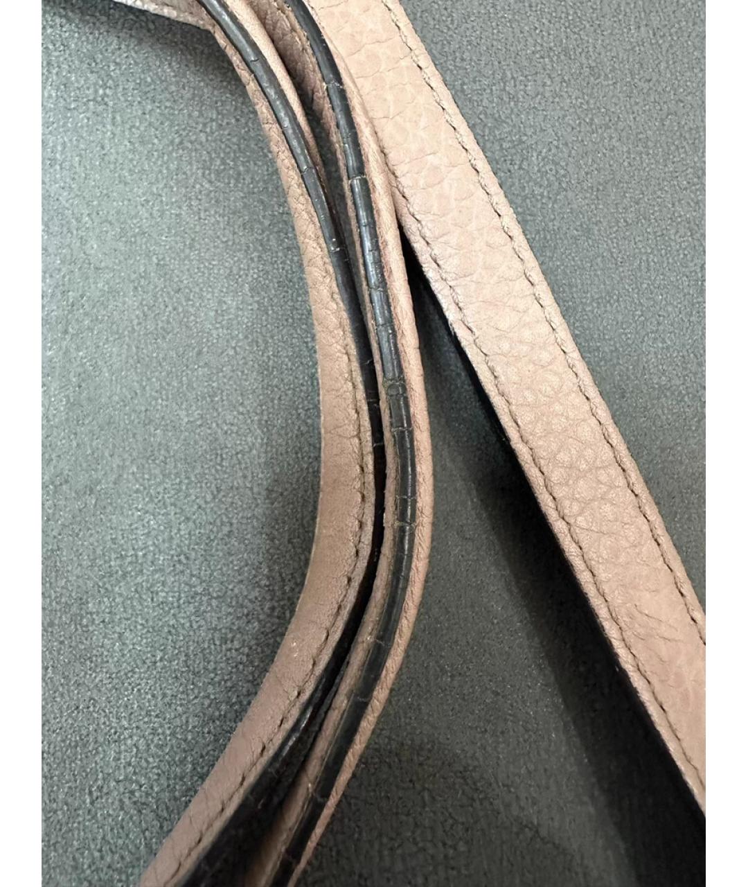 GUCCI Бежевая кожаная сумка с короткими ручками, фото 8